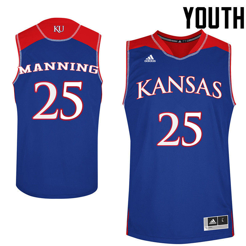 Youth Kansas Jayhawks #25 Danny Manning College Basketball Jerseys-Royals